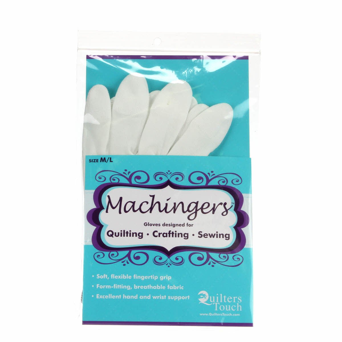 Machingers Quilting Support Gloves for Free-Motion Sewing, by Quilter’s Touch Small/Medium (Pack of 1)