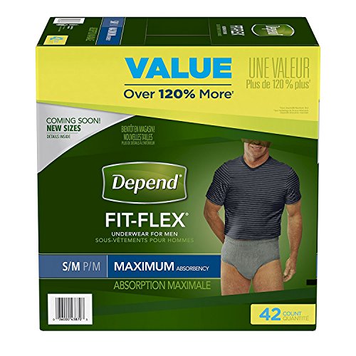 Book Cover Depend FIT-FLEX Incontinence Underwear for Men, Maximum Absorbency, Small/Medium, Gray (Packaging may vary)