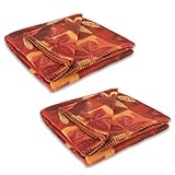 J&M Home Fashions Printed Fleece Reversible Throw Blanket, 50x60, Fall Leaves 2 Piece