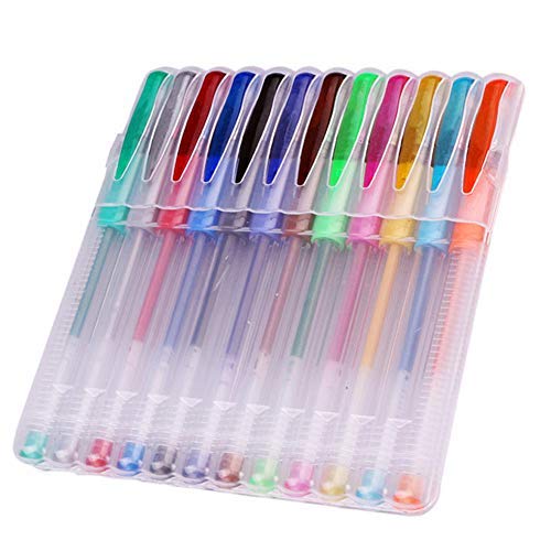 Miraclekoo Colorful Glitter Gel Pens Gel Ink Rollerball Pens - Includes Storage Case,12 Colors