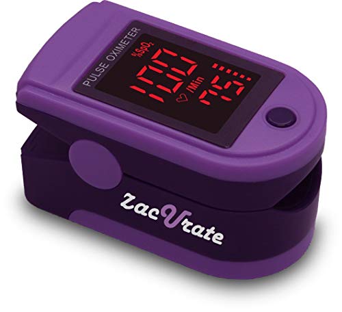 Acc U Rate CMS 500DL Generation 2 Fingertip Pulse Oximeter Blood Oxygen Saturation Monitor with silicon cover, batteries and lanyard (Royal Purple)