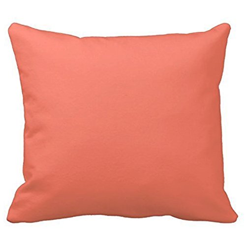 Book Cover Solid Color: Coral Throw Pillow Cover Cottons 18 x 18 for Sofa or Bedroom etc.