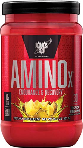 BSN Amino X Muscle Recovery & Endurance Powder with BCAAs, 10 Grams of Amino Acids, Keto Friendly, Caffeine Free, Flavor: Tropical Pineapple, 30 servings (Packaging may vary)