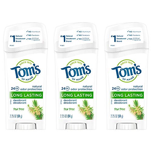Tom's of Maine Long-Lasting Natural Deodorant, Aluminum Free Deodorant, Deodorant for Women, Tea Tree, 2.25 Ounce, 3-Pack