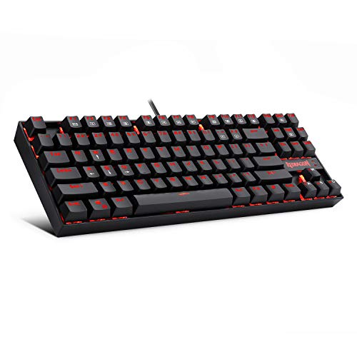 Book Cover Redragon K552 Mechanical Gaming Keyboard Compact 87 Key Mechanical Computer Keyboard KUMARA USB Wired Cherry MX Blue Equivalent Switches for Windows PC Gamers (Black RED LED Backlit)