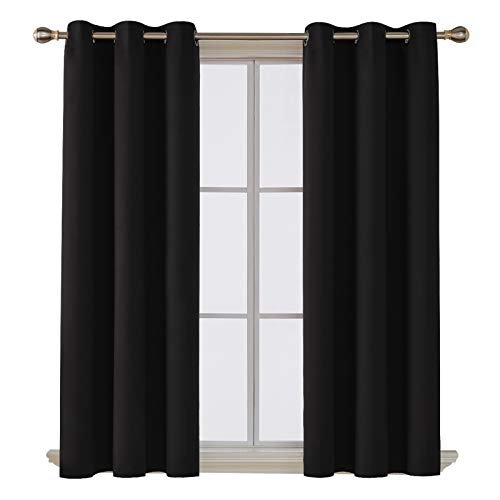 Deconovo Room Darkening Thermal Insulated Blackout Grommet Window Curtain for Living Room, Black,42x63-inch,1 Panel