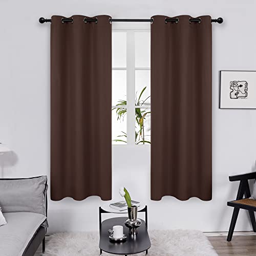 Book Cover Deconovo Grommet Blackout Curtains for Bedroom, Room Darkening Thermal Insulated Window Curtain, Chocolate, 42x84 Inch, 1 Panel