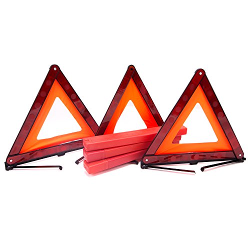 Fasmov Triple Warning Triangle Emergency Warning Triangle Reflector Safety Triangle Kit, 3-Pack