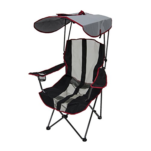 Book Cover Kelsyus Premium Canopy Foldable Portable Outdoor Lawn Chair with Arm Rest, Cup Holder, and 50+ UPF Sun Protection Canopy, Red or Black