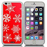 CocoZ® iPhone 6 s 4.7-inch Case red background with snowflakes Pattern TPU Material Case (Transparent TPU & snowflakes 13)