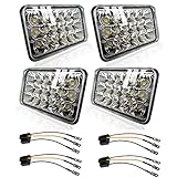 TURBO SII DOT Approved 4X6 LED Headlight Assemblies Hi/Lo Sealed Beam Replace H4651 H4656 Bulb Headlamps for KW Kenworth T600 W900 T800 Truck Peterbilt 379 S10 RV Freightliner Semi 4PCS
