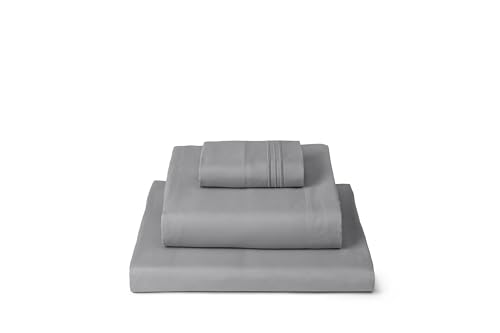 Mellanni Twin XL Sheets Set - 3 PC Iconic Collection Bedding - Hotel Luxury, Extra Soft, Cooling Bed Sheets - Wrinkle, Fade, Stain Resistant (Twin Extra Long, Light Gray)