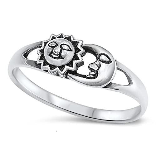 Sun Moon Universe Space Fashion Ring New .925 Sterling Silver Band Size 8