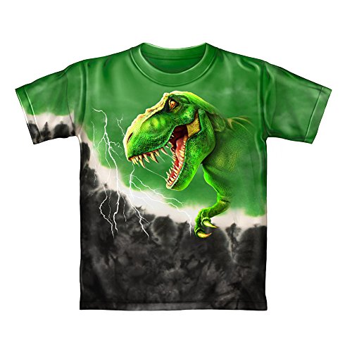 Book Cover T-Rex Green Tie-Dye Youth Tee Shirt