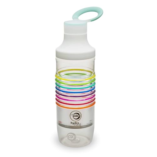 Zak Designs HydraTrak Water Bottles, 1 Count (Pack of 1), Clear-Rainbow