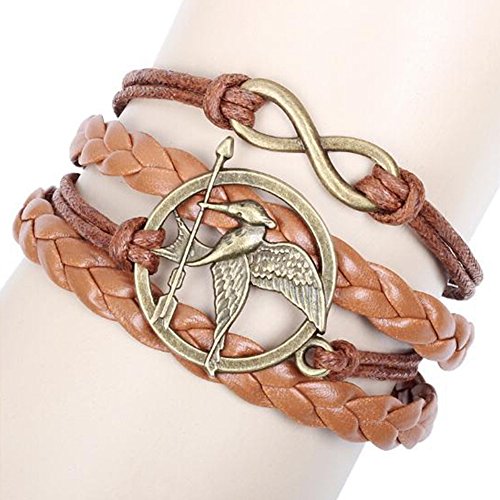 Book Cover Afoxsos The Hunger Games Merchandise Leather Bracelet Cord Mockingjay