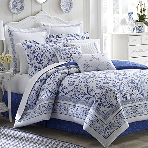 Laura Ashley Charlotte Comforter Set, King, Blue