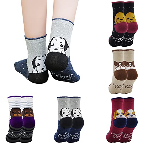 Book Cover Lovful Funny Cute Socks for Teen Girls, Novelty Cartoon Cotton Socks, Cartoon Dog Socks Women 5 Pairs, Multicoloured