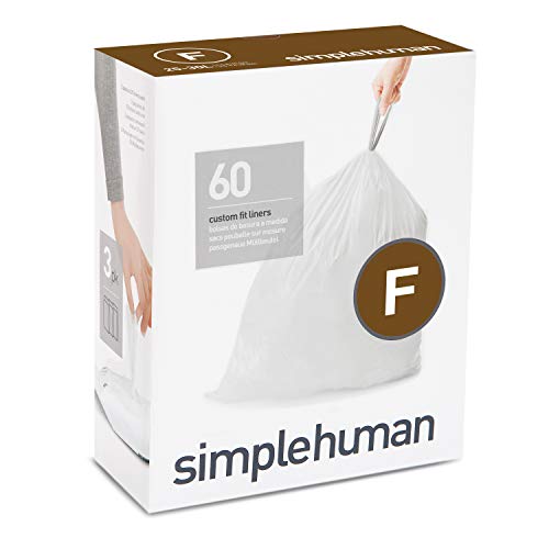 Book Cover simplehuman Code F Custom Fit Drawstring Trash Bags, 60 Liners, White, Count