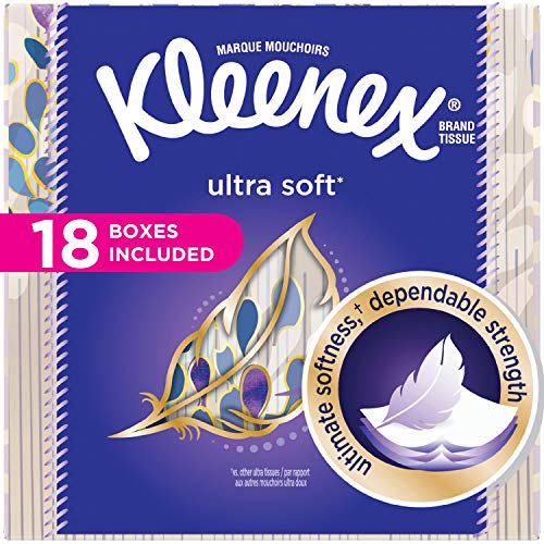 Book Cover Kleenex Ultra Soft Facial Tissues, Cube Box, 75 Tissues per Cube Box, 18 Packs