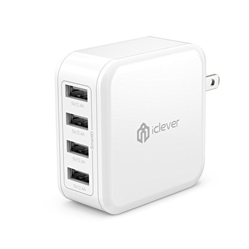 Book Cover iClever USB Wall Charger, 40W 8A 4-Port Charging Station with Foldable Plug, USB Power Adapter for iPhone 11 Pro Xs/XS Max/XR/X/8/7,iPad Pro/Air 2/Mini 4/3, Galaxy/Note/Edge, LG, Nexus, HTC, and More