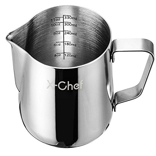 Book Cover X-Chef Frothing Pitcher Stainless Steel Milk Pitcher 12 oz (350 ml)