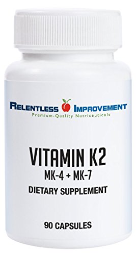 Relentless Improvement Vitamin K2 MK4 Plus MK7 Vegan Naturally-Derived No-Fillers Science-Based Dosing