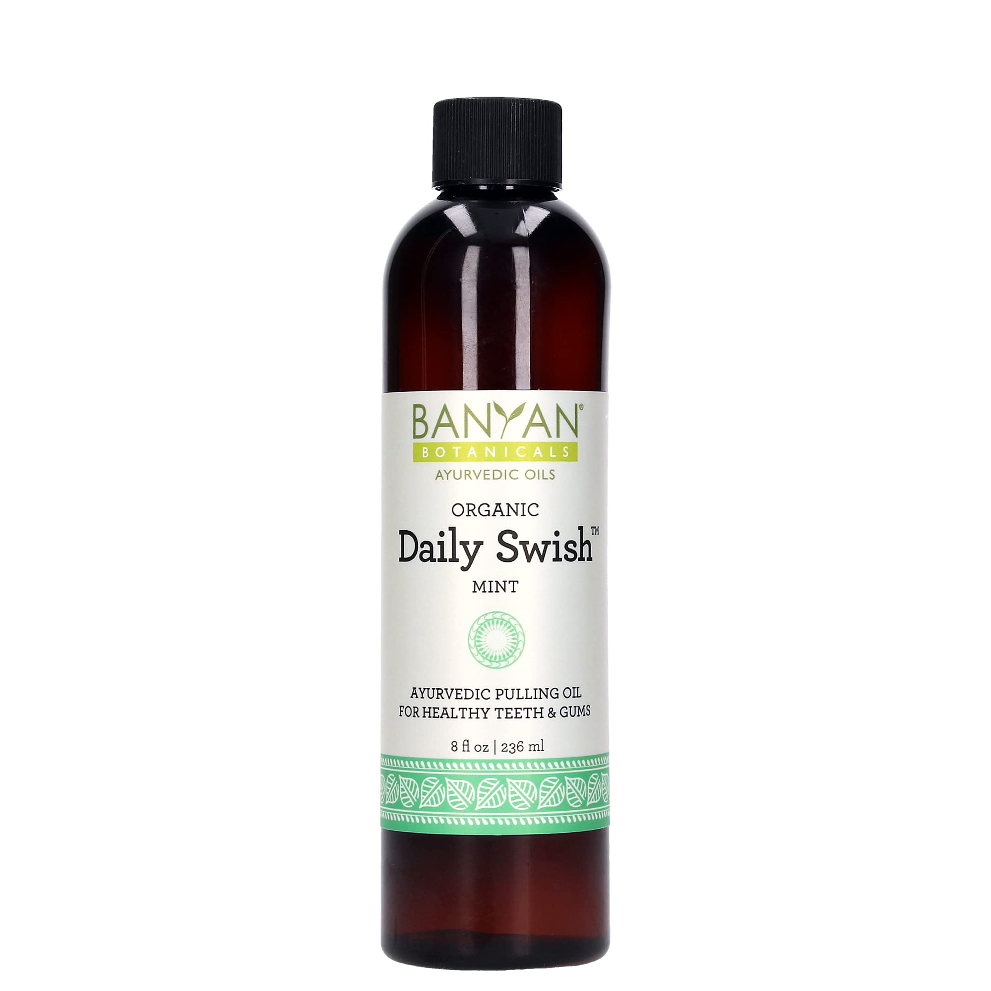 Book Cover Banyan Botanicals Daily Swish Mint – Organic Ayurvedic Oil Pulling Mouthwash with Coconut Oil – for Oral Health, Teeth, & Gums* – 8oz – Non GMO Sustainably Sourced Vegan Mint 8 Fl Oz (Pack of 1)
