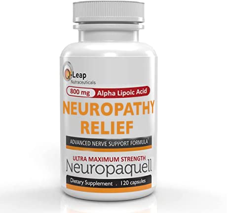 Alpha Lipoic Acid for Neuropathy Nerve Pain Support, Supplement, B Vitamins, L Arginine, All Natural Maximum Strength Neuropaquell for Discomfort in Feet, Hand, Toes, 120 Capsules, 800mg