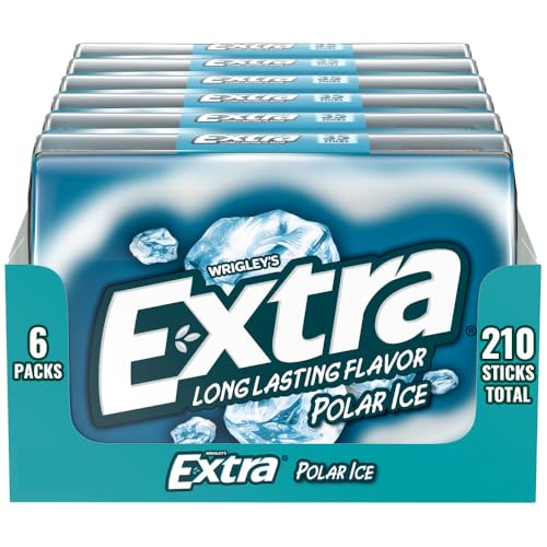 EXTRA Polar Ice Sugar Free Chewing Gum, Party Favors, Gum Packs Bulk, Breath Fresheners, 35 Ct (6 Pack)