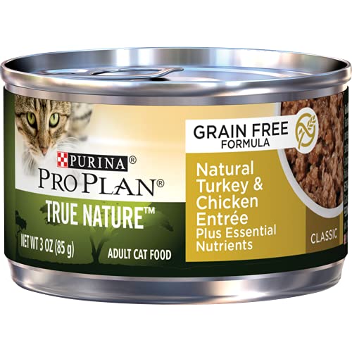 Purina Pro Plan Natural, Grain Free Pate Wet Cat Food, TRUE NATURE Natural Turkey & Chicken Entree - (24) 3 oz. Pull-Top Cans