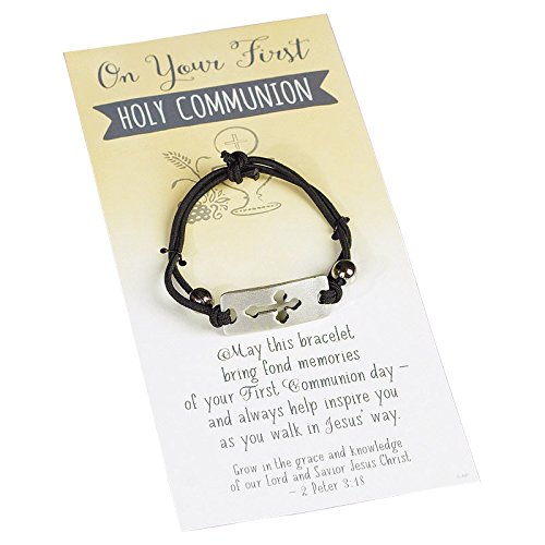Book Cover Abbey Gift Black Abbey & CA Gift Stretch Bracelet with Silver Cross Charm, 2