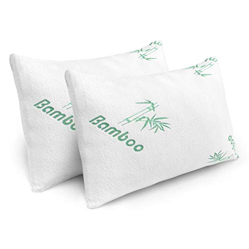 Book Cover Plixio Pillows for Sleeping - 2 Pack Cooling Shredded Memory Foam Bed Pillows with Bamboo Hypoallergenic Covers (Queen Size)