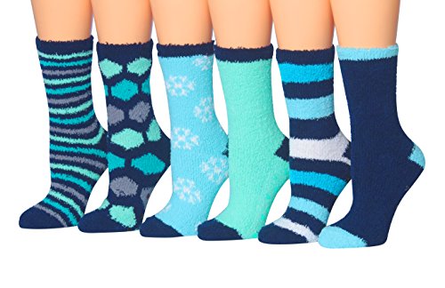 Book Cover Tipi Toe Women's 6-Pairs Cozy Microfiber Anti-Skid Soft Fuzzy Crew Socks