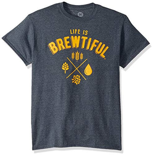 Book Cover 10oz apparel Beer t Shirt Life is Brewtiful … (Dark Heather, L)