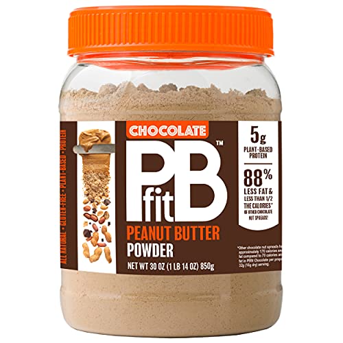 Book Cover PBfit All-Natural Chocolate Peanut Butter Powder, Powdered Peanut Spread from Real Roasted Pressed Peanuts and Cocoa, 5g of Protein (30 oz.)
