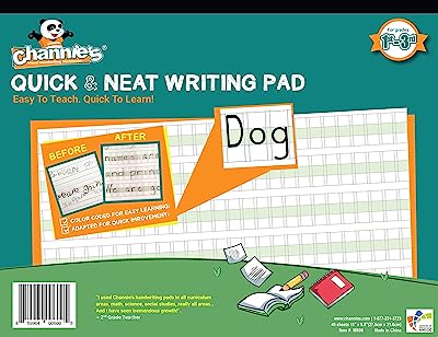 Book Cover Channie's Quick & Neat Writing Pad, Practice Handwriting & Printing Workbook, 80 Pages Front & Back, 40 Sheets, Grades 1st - 3rd, Size 8.5