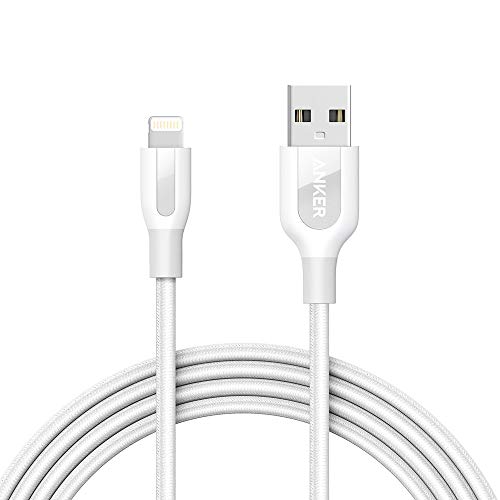 Book Cover Anker Powerline+ Lightning Cable (6ft) Durable and Fast Charging Cable [Double Braided Nylon] for iPhone X / 8/8 Plus / 7/7 Plus / 6/6 Plus / 5s / iPad and More(White)