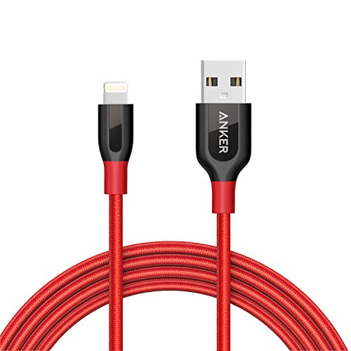 Book Cover Anker Powerline+ Lightning Cable (6ft) Durable and Fast Charging Cable [Double Braided Nylon] for iPhone Xs/XS Max/XR/X / 8/8 Plus / 7/7 Plus / 6/6 Plus / 5s / iPad and More(Red)