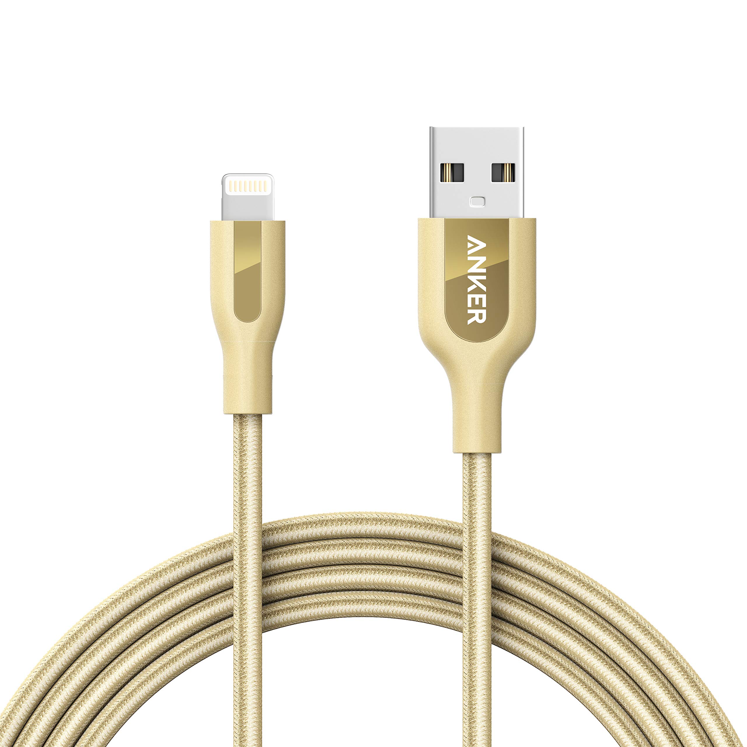 Book Cover Anker Powerline+ Lightning Cable (6ft) Durable and Fast Charging Cable [Double Braided Nylon] for iPhone Xs/XS Max/XR/X / 8/8 Plus / 7/7 Plus / 6/6 Plus / 5s / iPad and More(Golden)