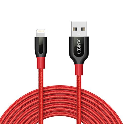 Book Cover Anker Powerline+ Lightning Cable (10ft) Durable and Fast Charging Cable [Double Braided Nylon] for iPhone Xs/XS Max/XR/X / 8/8 Plus / 7/7 Plus / 6/6 Plus / 5s / iPad and More(Red)