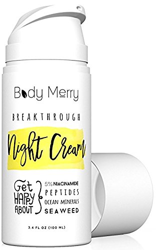 Book Cover Body Merry Breakthrough Night Cream - Anti Aging Face Moisturizer w Niacinamide + Peptides + Hyaluronic Acid For Signs Of Aging (Wrinkles, Fine Lines) & Dry/Sensitive Skin - Perfect For Men & Women