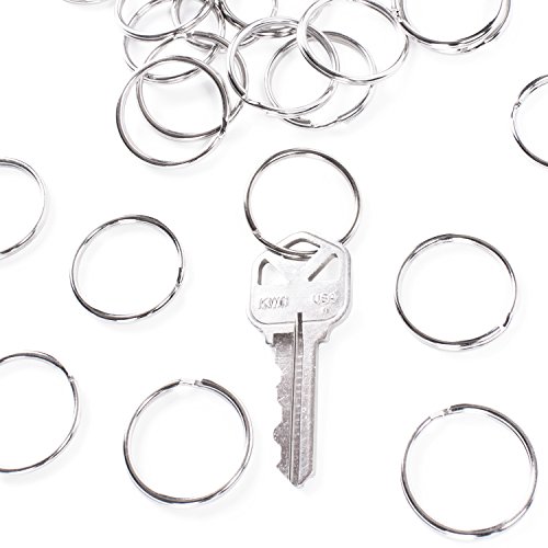 Super Z Outlet 1" (25mm) Nickel Plated Silver Steel Round Edged Split Circular Keychain Ring Clips for Car Home Keys Organization, Arts & Crafts, Lanyards (100)
