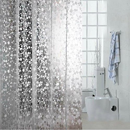 Eforcurtain Extra Long 72 by 78-inch Shower Curtain Liner Cobblestone EVA Semi-Transparent Bath Curtain Waterproof Shower Curtain Use as Stand Alone or Liner