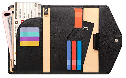Zoppen Multi-purpose Rfid Blocking Travel Passport Wallet (Ver.4) Tri-fold Document Organizer Holder, 1 Black