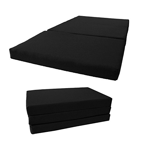 Book Cover D&D Futon Furniture Shikibuton Tri Fold Foam Beds, Tri-Fold Bed, High Density 1.8 lbs Foam, Twin Size, Full, Queen Folding Mattresses. (Full Size 4x54x75, Black)
