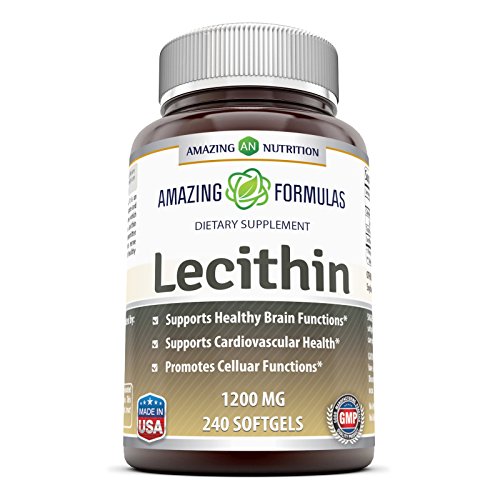 Amazing Formulas Lecithin Dietary Supplement * 1200 mg High Potency Lecithin Softgels (Non GMO,Gluten Free) -Promotes Brain & Cardiovascular Health * Aids in Cellular Activities * 240 Softgels