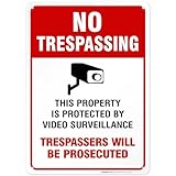 Video Surveillance No Trespassing Sign, CCTV Security Camera, 10x14 Heavy 0.40 Aluminum, UV Protected, Weather/Fade Resistant, Easy Mounting, Indoor/Outdoor Use, Made in USA