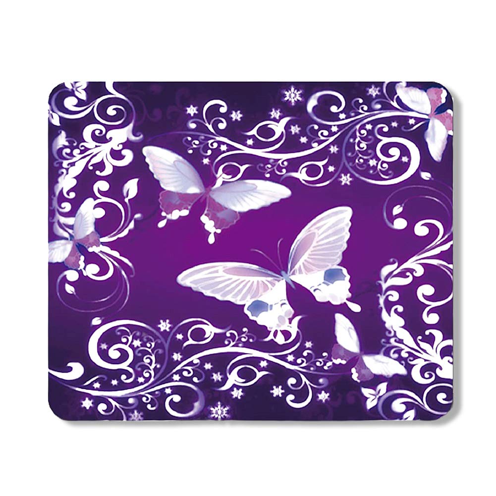Book Cover Schoolsupplies Purple Butterfly Rectangle Non-Slip Rubber Mousepad Gaming Mouse Pad