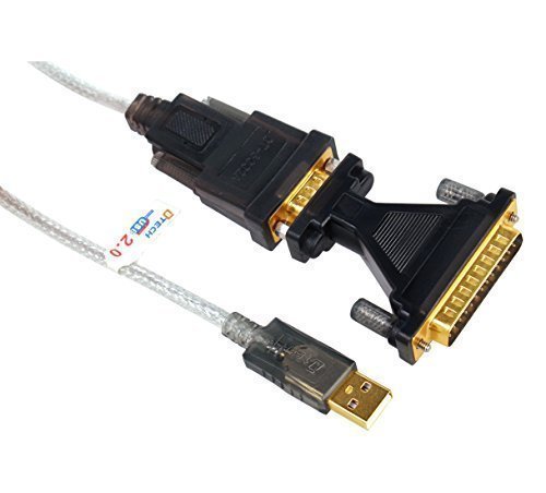 DTECH USB to Serial RS232 Cable with DB9 DB25 COM Port Prolific Chip Connect PC Supports Windows 10 8 7 Mac - 6 Feet